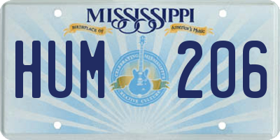 MS license plate HUM206