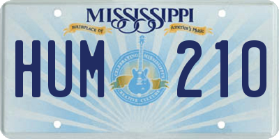 MS license plate HUM210