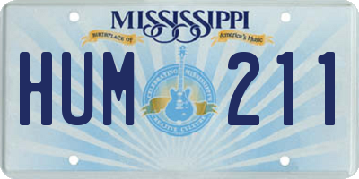 MS license plate HUM211