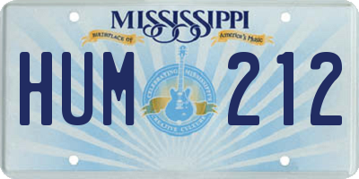 MS license plate HUM212