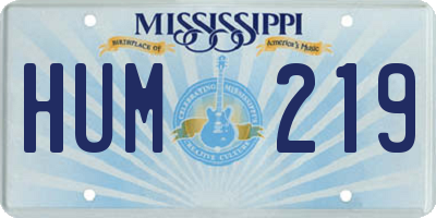 MS license plate HUM219