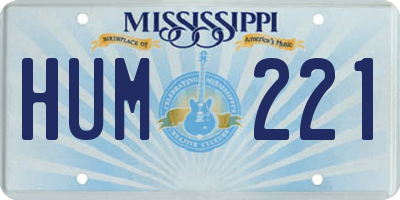 MS license plate HUM221
