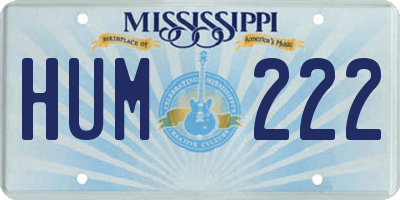 MS license plate HUM222