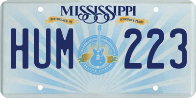 MS license plate HUM223
