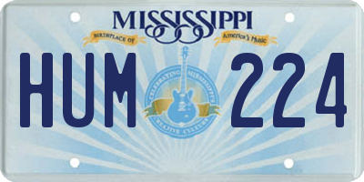 MS license plate HUM224