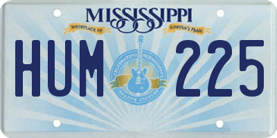 MS license plate HUM225