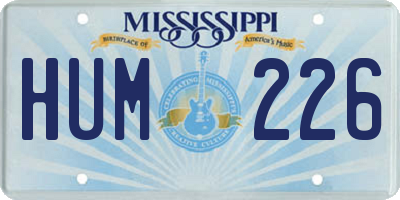 MS license plate HUM226