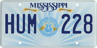 MS license plate HUM228