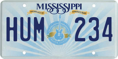 MS license plate HUM234