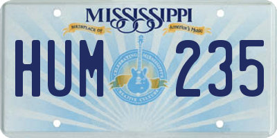 MS license plate HUM235