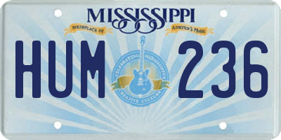 MS license plate HUM236