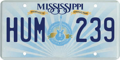 MS license plate HUM239