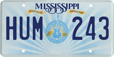 MS license plate HUM243