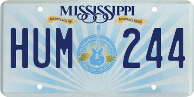 MS license plate HUM244