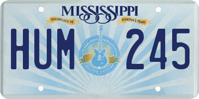 MS license plate HUM245