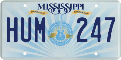 MS license plate HUM247