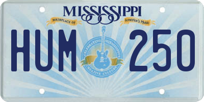 MS license plate HUM250