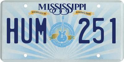 MS license plate HUM251