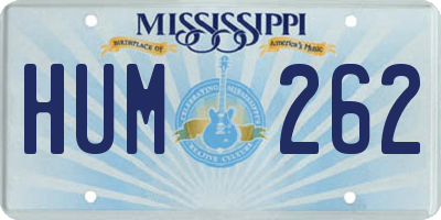 MS license plate HUM262