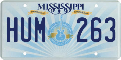 MS license plate HUM263