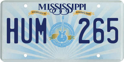 MS license plate HUM265