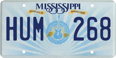 MS license plate HUM268