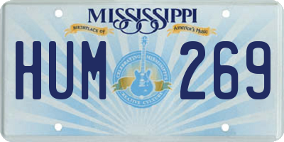 MS license plate HUM269