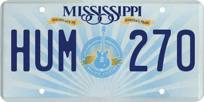 MS license plate HUM270