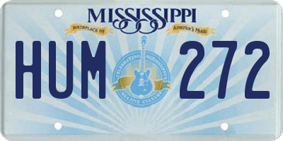 MS license plate HUM272