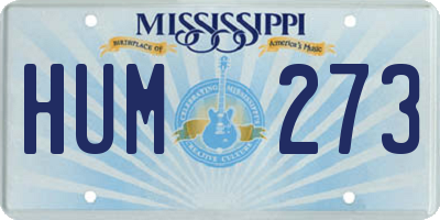 MS license plate HUM273