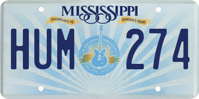 MS license plate HUM274