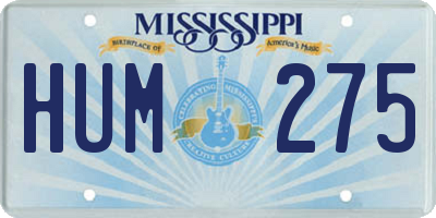 MS license plate HUM275