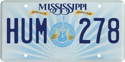 MS license plate HUM278