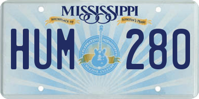 MS license plate HUM280