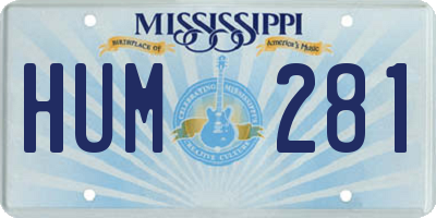 MS license plate HUM281