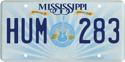 MS license plate HUM283