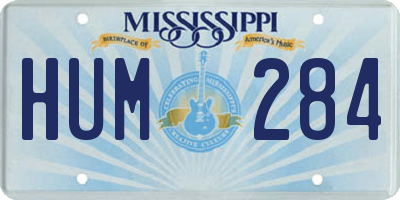 MS license plate HUM284