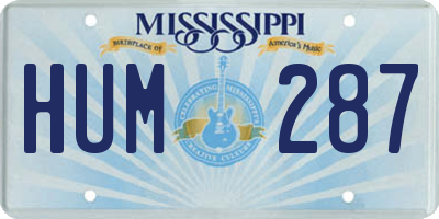 MS license plate HUM287