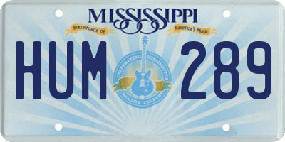 MS license plate HUM289