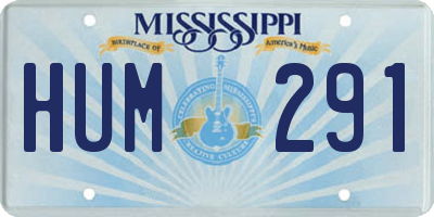 MS license plate HUM291