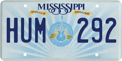 MS license plate HUM292