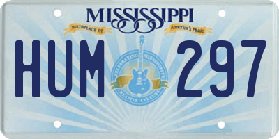 MS license plate HUM297