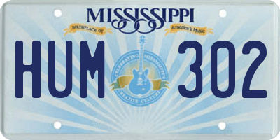 MS license plate HUM302