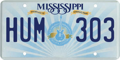 MS license plate HUM303