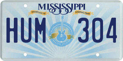 MS license plate HUM304