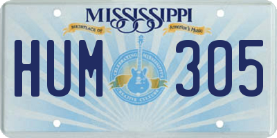 MS license plate HUM305