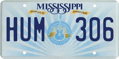 MS license plate HUM306