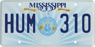 MS license plate HUM310