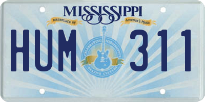 MS license plate HUM311