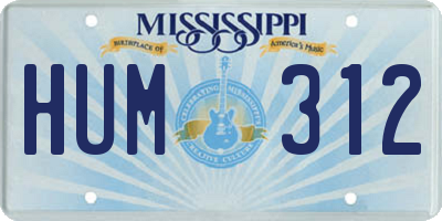 MS license plate HUM312